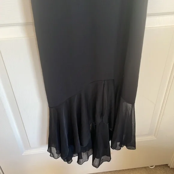 NWT Black formal evening gown with spaghetti straps and embroidered design - Picture 2 of 4